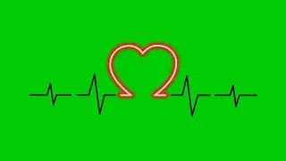 Animated Neon heart rate with green screen background | 4K