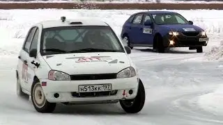 Ледовые гонки. Lada Kalina vs Subaru Impreza