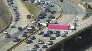 Raw Video: Truck Crashes Ties Up Mass Pike Traffic In Allston