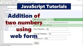 Program to perform addition of two numbers using web form in Javascript