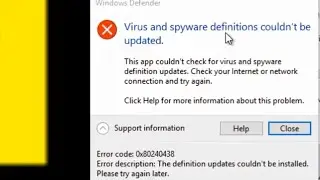 How to fix error code 0x80240438 Virus and spyware definitions couldnt be updated