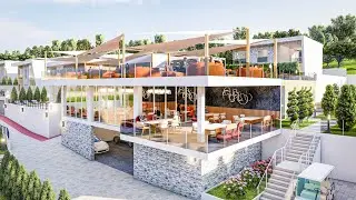 Terrace Park Villa Sitesi - Kafe ve Restoran Projesi + Sosyal Tesis Tasarımı 3 Boyutlu Modelleme