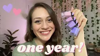 Celebrating ONE YEAR on Youtube! 🥳🎂💖 Gradient Nails Tutorial 💖💜✨