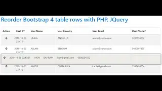 Reorder Bootstrap 4 table rows with PHP, JQuery in Urdu / Hindi - Learncodeweb