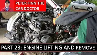 How to replace Toyota Prius 1.5 engine. Years 2002 to 2009.  PART 23: Engine lifting and Removing