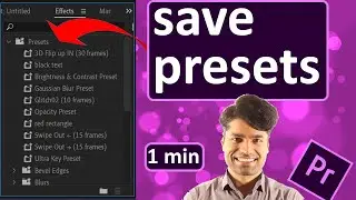 How to save presets in Premiere Pro