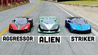 SSC Tuatara Alien Engine vs SSC Tuatara Aggressor vs SSC Tuatara Striker at Special Stage Route X