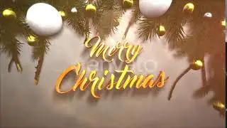 Animated close up Merry Christmas text, white and yellow ball, green Christmas branch on paper |...