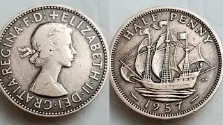 UK 1957 HALF PENNY Coin VALUE + REVIEW