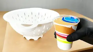 Incredibly satisfying Painting with Colander - Acrylic Fluid Art