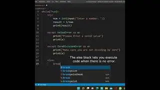 Exception Handling in Python | Try / Except block in Python | #shorts #python #pythonprogramming