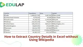 How to Extract Country Details without Using Wikipedia in Excel