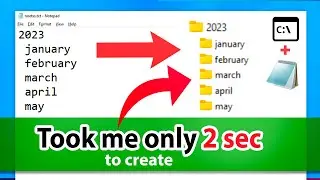 Create multiple folders and subfolders at once on Windows - Notepad + CMD