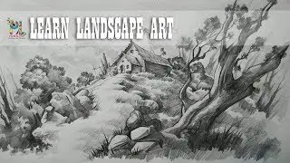 Learn Landscape Drawing and Shading with Pencil | Easy Pencil Art