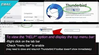 Show the Top Toolbar Menu, And Manually Check For An Update In Thunderbird Email Client