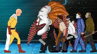 Saitama Vs IT Pennywise, Jason Voorhees, Michael Myers, Jeff The Killer, Leatherface, Ghostface