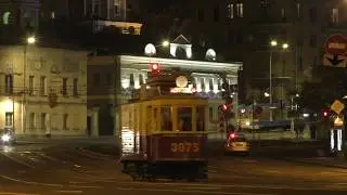 Sound of old tram cars in Moscow