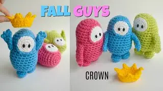 Crown Crochet Tutorial -  Fall Guys Amigurumi (quick and easy)