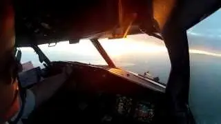 Flying into Vienna at Sundown in the 737 - Cockpit View