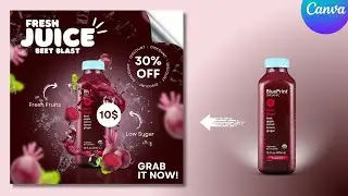 Cold Drinks Advertising Poster Design in Canva | Product ad Poster - Product Commercial