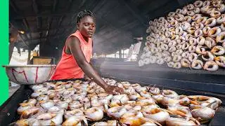 Eating in Africa's WILDEST Fish Market!! Seafood Factory!!