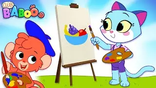 Club Baboo Dinosaur Painting Cartoon | Katy paints a still life with a T-REX! | Dino Compilation