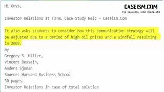 Investor Relations at TOTAL Case Study Help - Caseism.Com