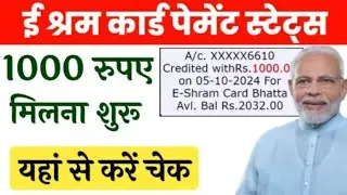 E Shram Card Paisa kaise check| श्रमिक कार्ड का पैसा आया चेक करें| E Shram Card Status Check|yojana