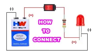 How to Connect Single LED to 9V Battery with Resistor & ON/OFF Switch | Connection Tutorials