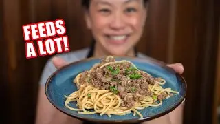 This Asian Garlic Beef Spaghetti Feeds a Growing Family