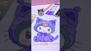 Kuromi Ohuhu Markers 💜 #sanrio #unboxing #drawing #cute #short