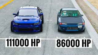 110000 HP Dodge Charger SRT Widebody vs 80,000HP Nissan Skyline R32 GT-R at Special Stage Route X