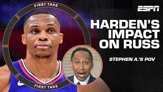 Stephen A. doesnt like how James Hardens arrival is impacting Russell Westbrook 😧 | First Take