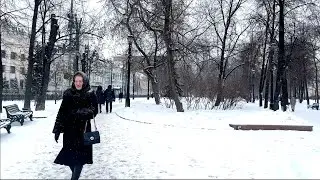 ASMR Snowfall, Walking Sounds in Moscow