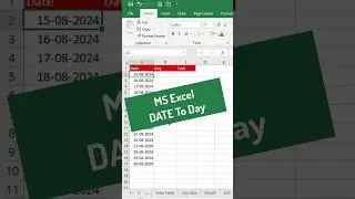 MS Excel: Convert  Date to its Corresponding Day  #msexcel