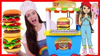 Pretend Play Making Burgers with Mrs Rainbow