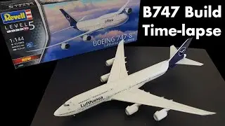 Revell Boeing 747-8 Lufthansa Time-lapse Build (Plane Model 1/144 Scale)