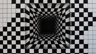 How to draw - 3d illusion, hole of chesspattern - foreshorten