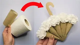 Paper Flower Umbrella DIY ☂️ Genius Toilet Paper Rolls Transformation Idea 🌼 Easy Craft Tutorial