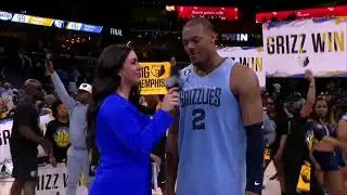 Walk Off Interview with Xavier Tillman after the win over the Los Angeles Lakers in Game 5