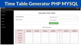 Online Time Table Generator PHP MYSQL Project with Source Code