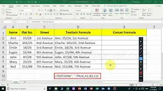 CONCAT Formula | TEXTJOIN  formula | New functions with example in MS Excel Spreadsheet 2019