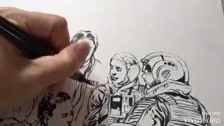 Star Wars: Ink brush technique Hoth with a PENTEL Brush Pen