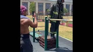 Firefighter in Gear does a Workout Challenge in 100 Degree Heat 🔥 🔥 🔥 - @ju_king1