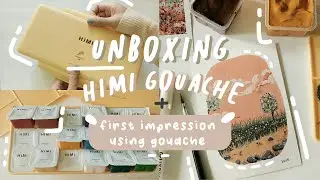 Unboxing Miya Himi Gouache + first time using Gouache | Paint With Me | Indonesia