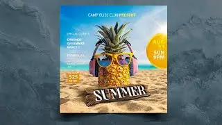Summer Flyer I Summer socail media post design in photoshop