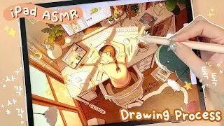 ASMR iPad Drawing🧡 Satisfying Procreate Sketching Sounds | Illustration Process