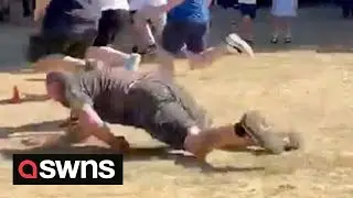 Grandad fractures arm during 'dad' race at school sports day | SWNS