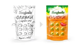 Разработка дизайна упаковки Bonduelle оливки-снеки