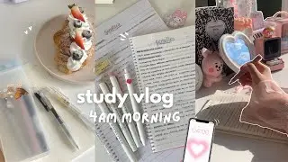 study vlog 🩰4am morning routine, studying at café, lots of note taking, being productive, ft.JotBot